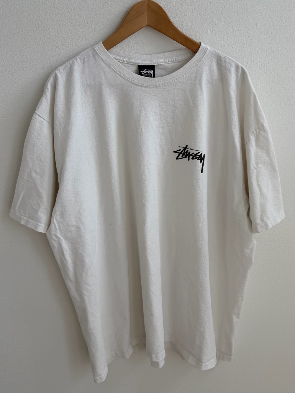 Stussy White Flame Logo Graphic T-Shirt XXL